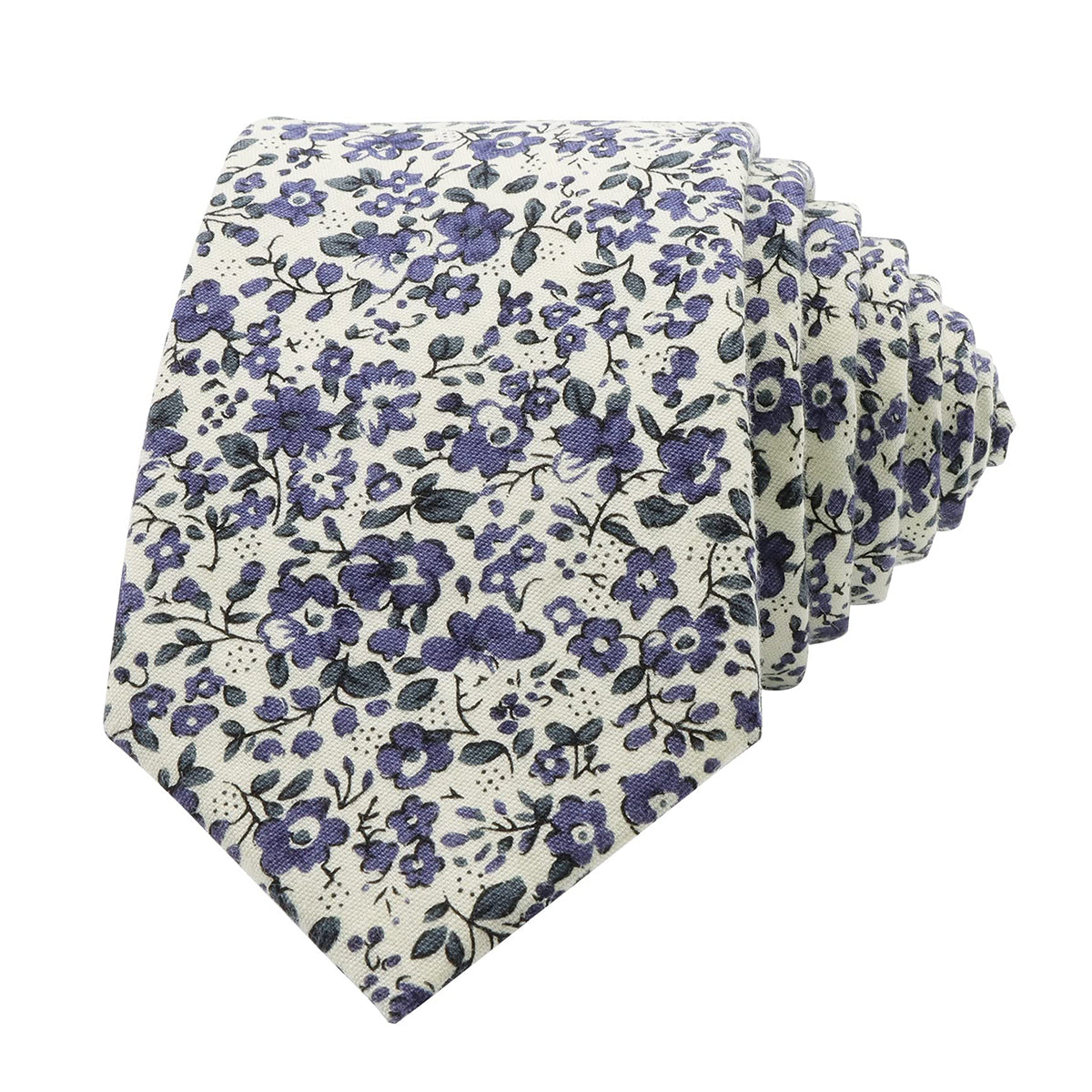 Navy Floral Cotton Skinny Necktie