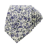Navy Floral Cotton Skinny Necktie