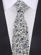 Navy Floral Cotton Skinny Necktie