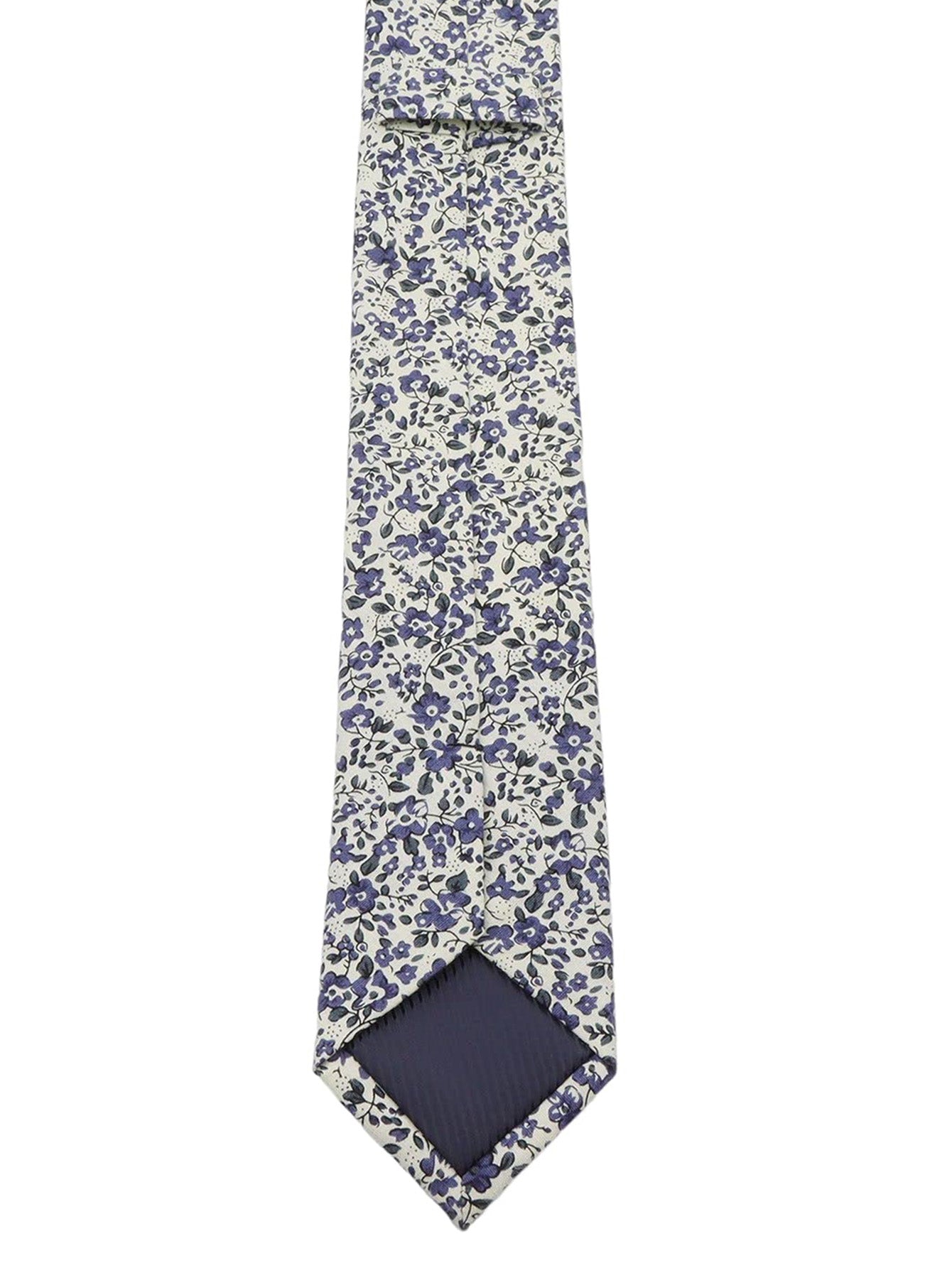 Navy Floral Cotton Skinny Necktie
