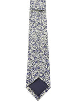 Navy Floral Cotton Skinny Necktie