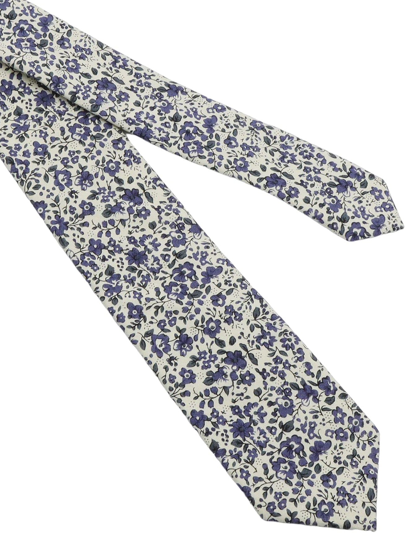 Navy Floral Cotton Skinny Necktie