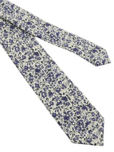 Navy Floral Cotton Skinny Necktie