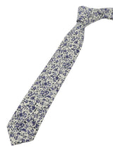 Navy Floral Cotton Skinny Necktie