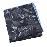 Navy Blue Light Blue Leaf Pocket Square