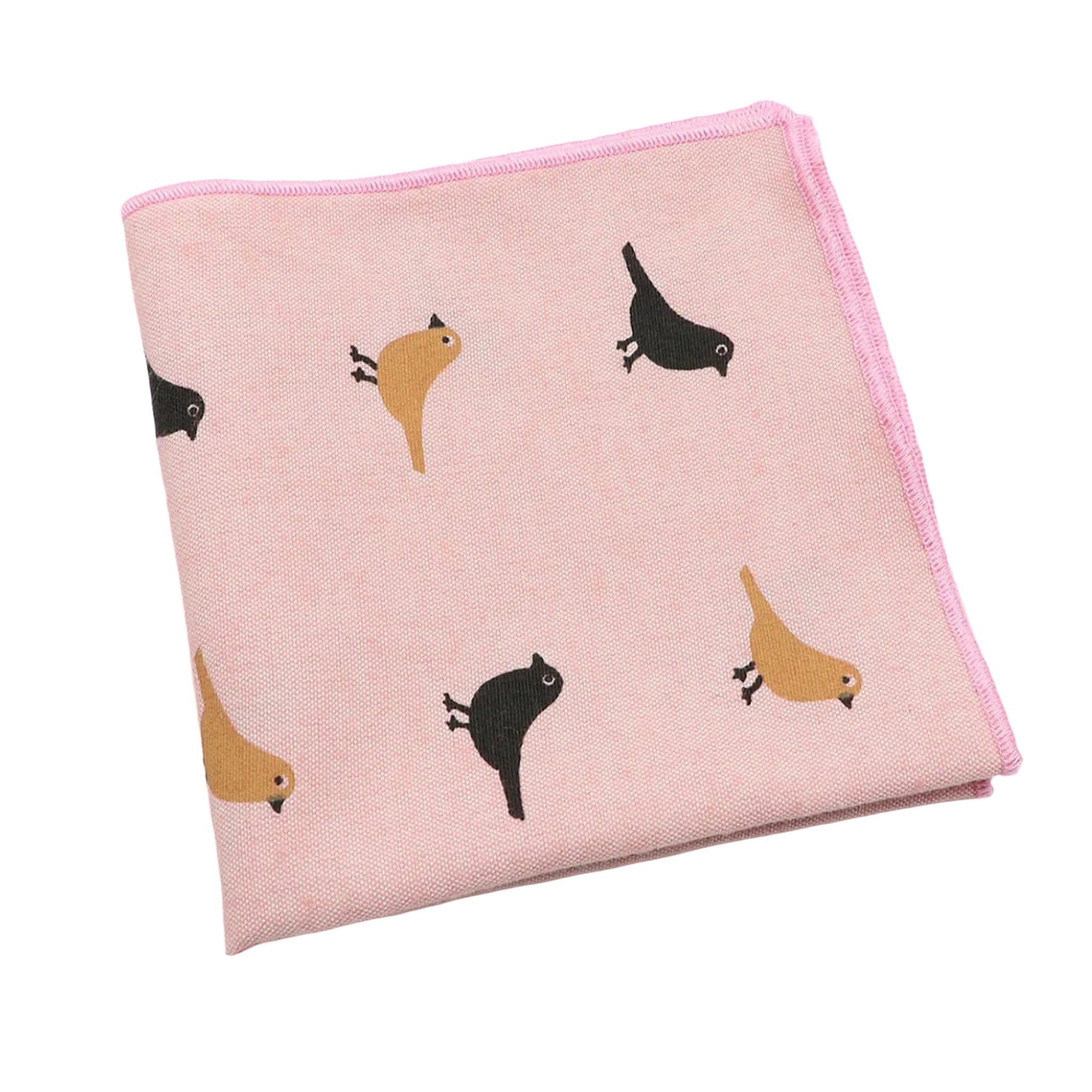 Pink Black Bird Pocket Square