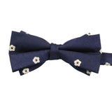 Navy Blue White Floral Bowtie
