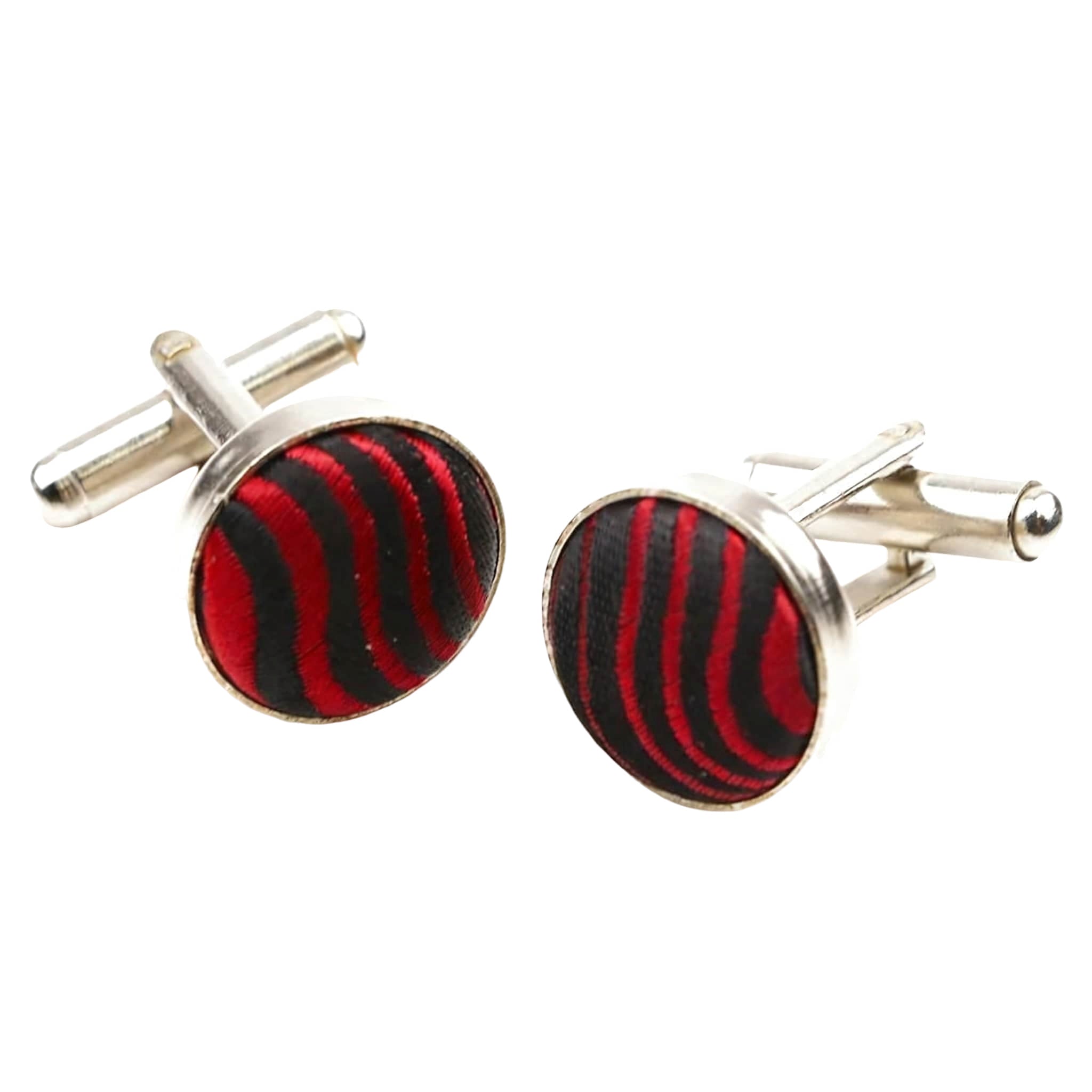 Red Black Striped Cufflink