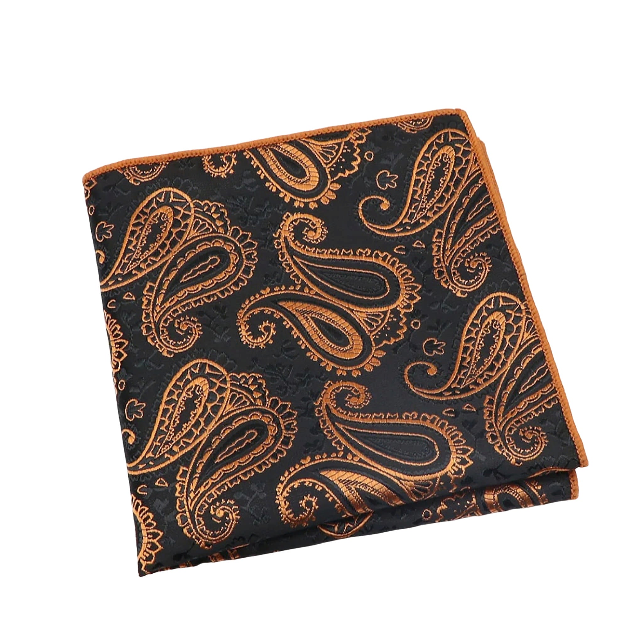 Black Gold Paisley Pocket Square