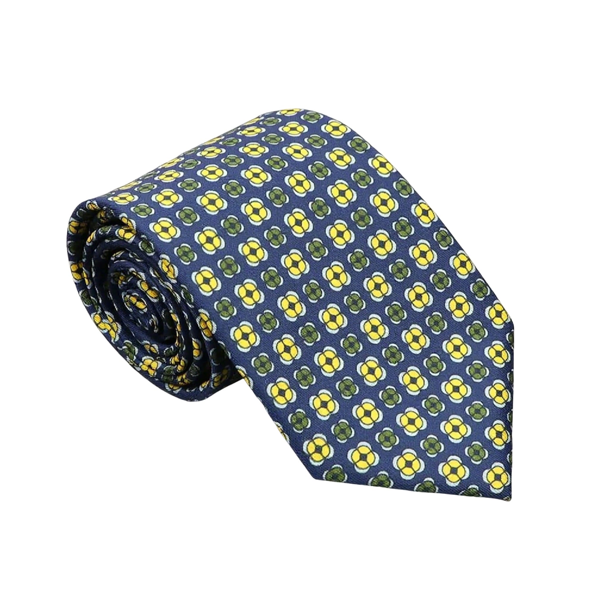 Navy Blue with Yellow & Green Floral Necktie
