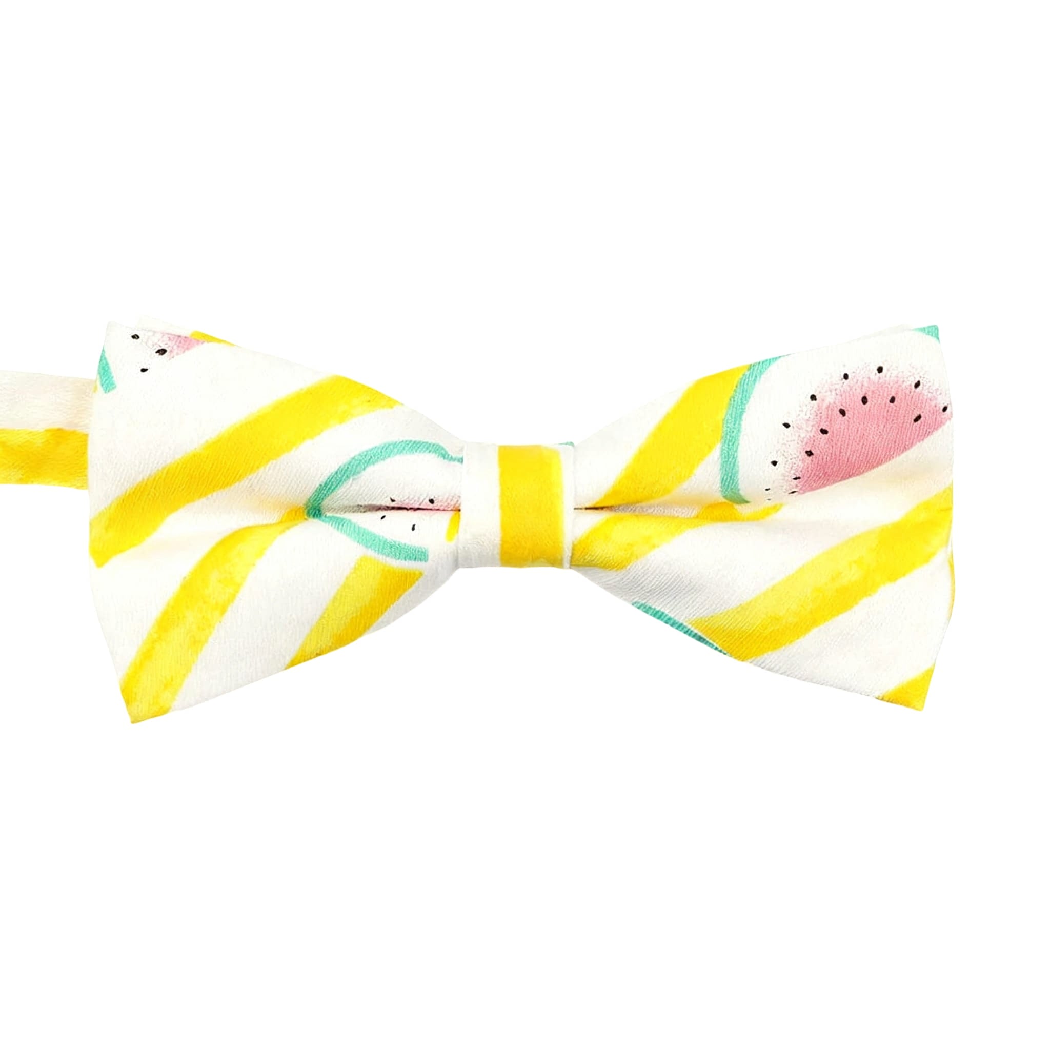 White Yellow Striped Bowtie