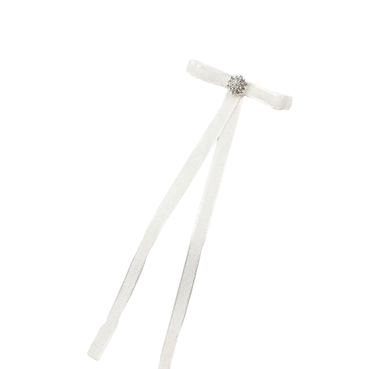 White with Silver Rhinestone Bowtie