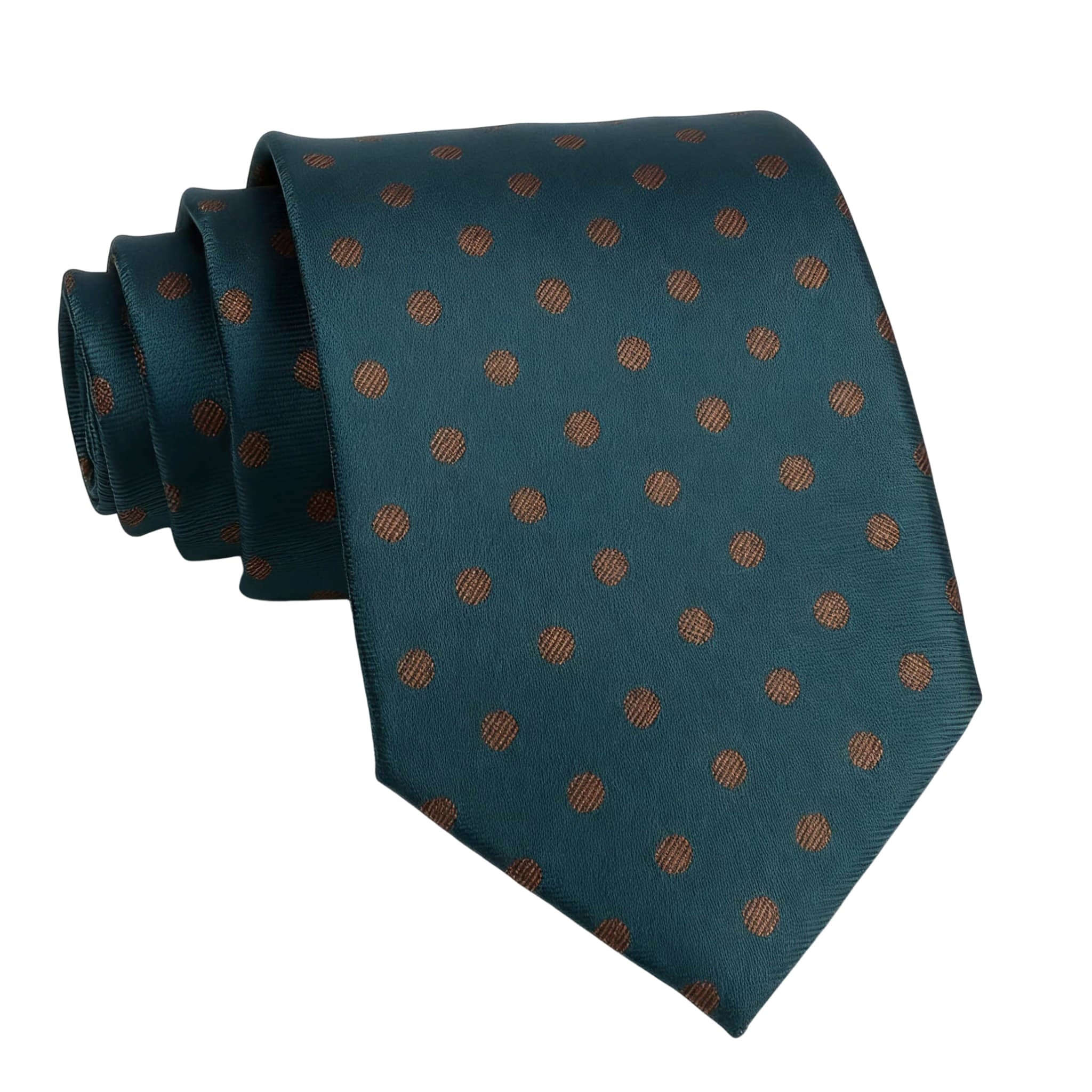 Teal Brown Polka Dot Necktie