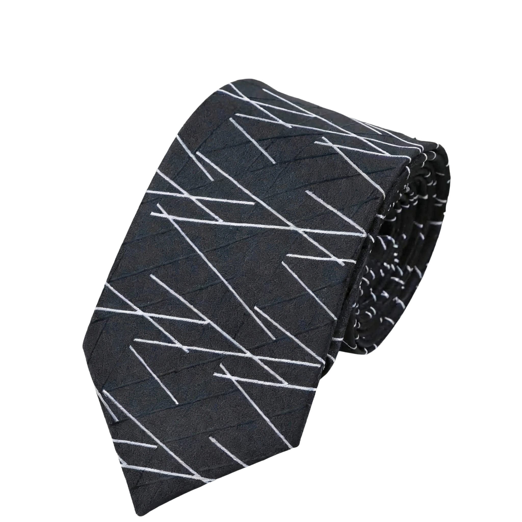 Black White Stripe Tie