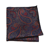 Navy Blue Red Paisley Pocket Square
