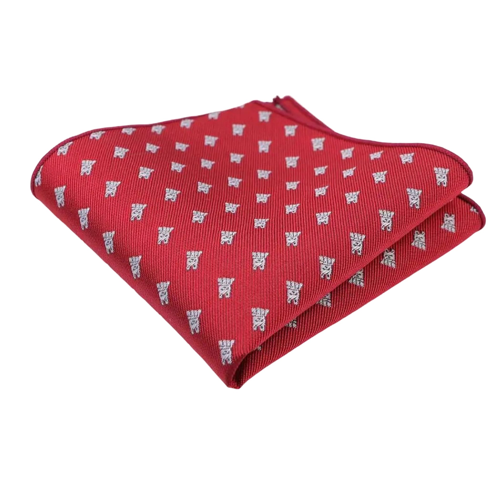 Red Grey Dog Pocket Square
