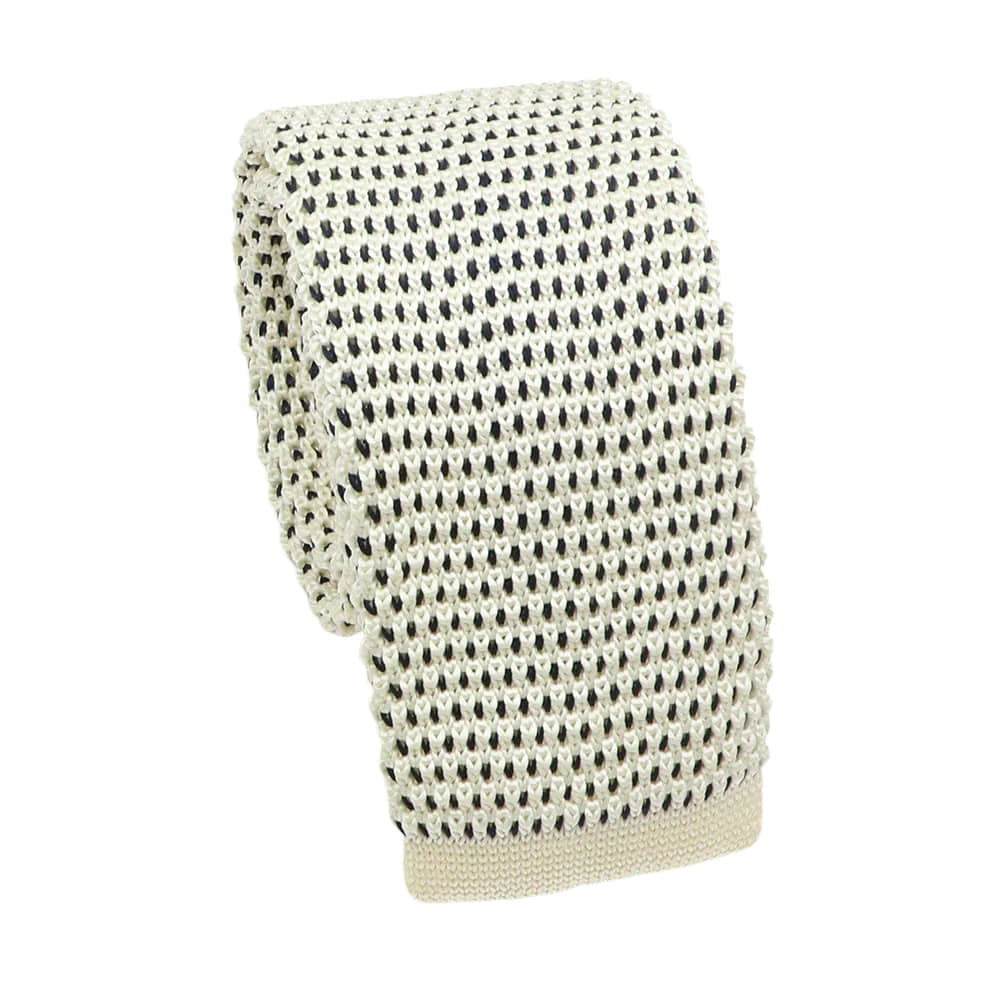 Beige Black Dotted Necktie