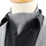 White Black Herringbone Ascot