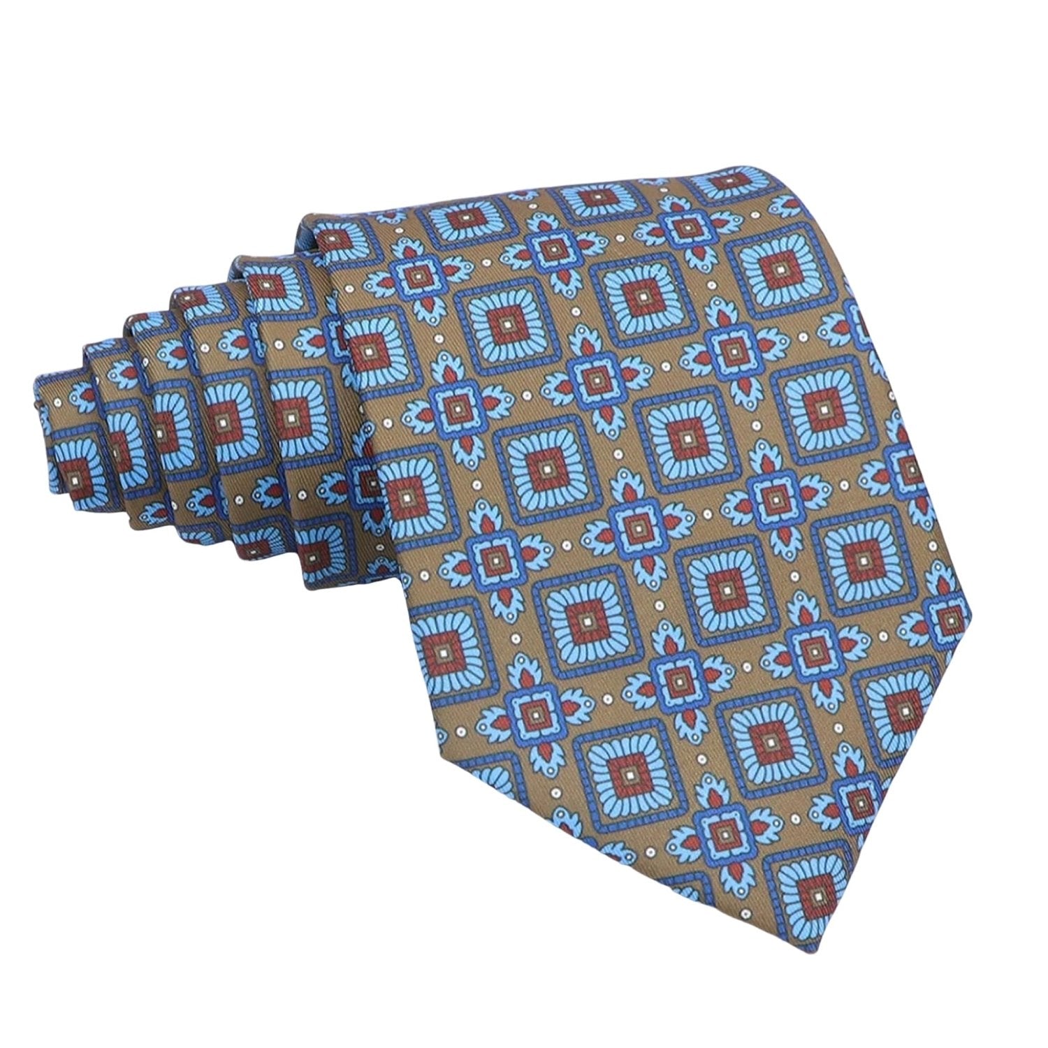 Brown With Blue Red Square Necktie