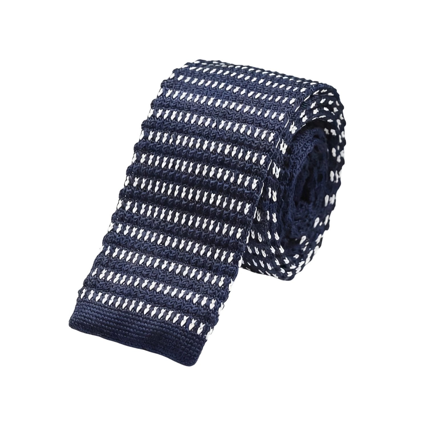 Navy Blue With White Striped Necktie