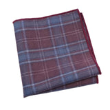Burgundy Blue Plaid Pocket Square