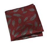 Burgundy Gray Feather Pocket Square