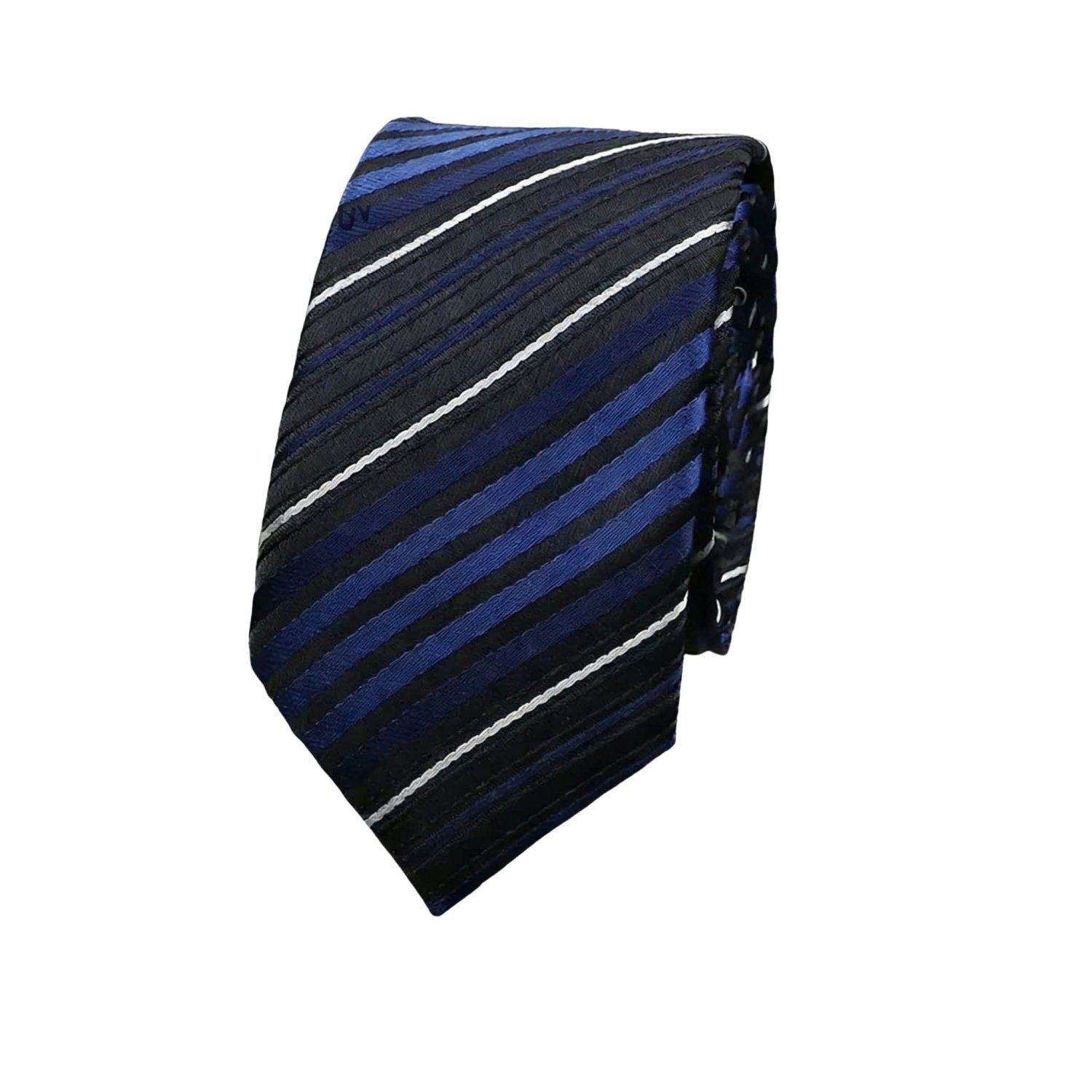 Black with Blue White Striped Necktie