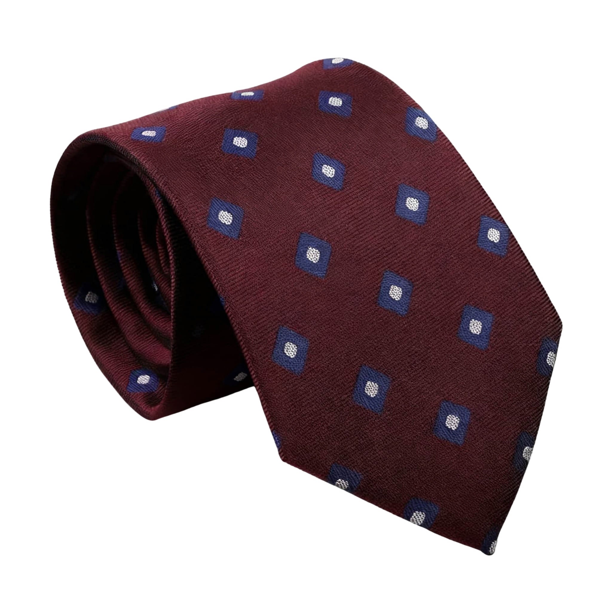 Burgundy Blue Dotted Necktie