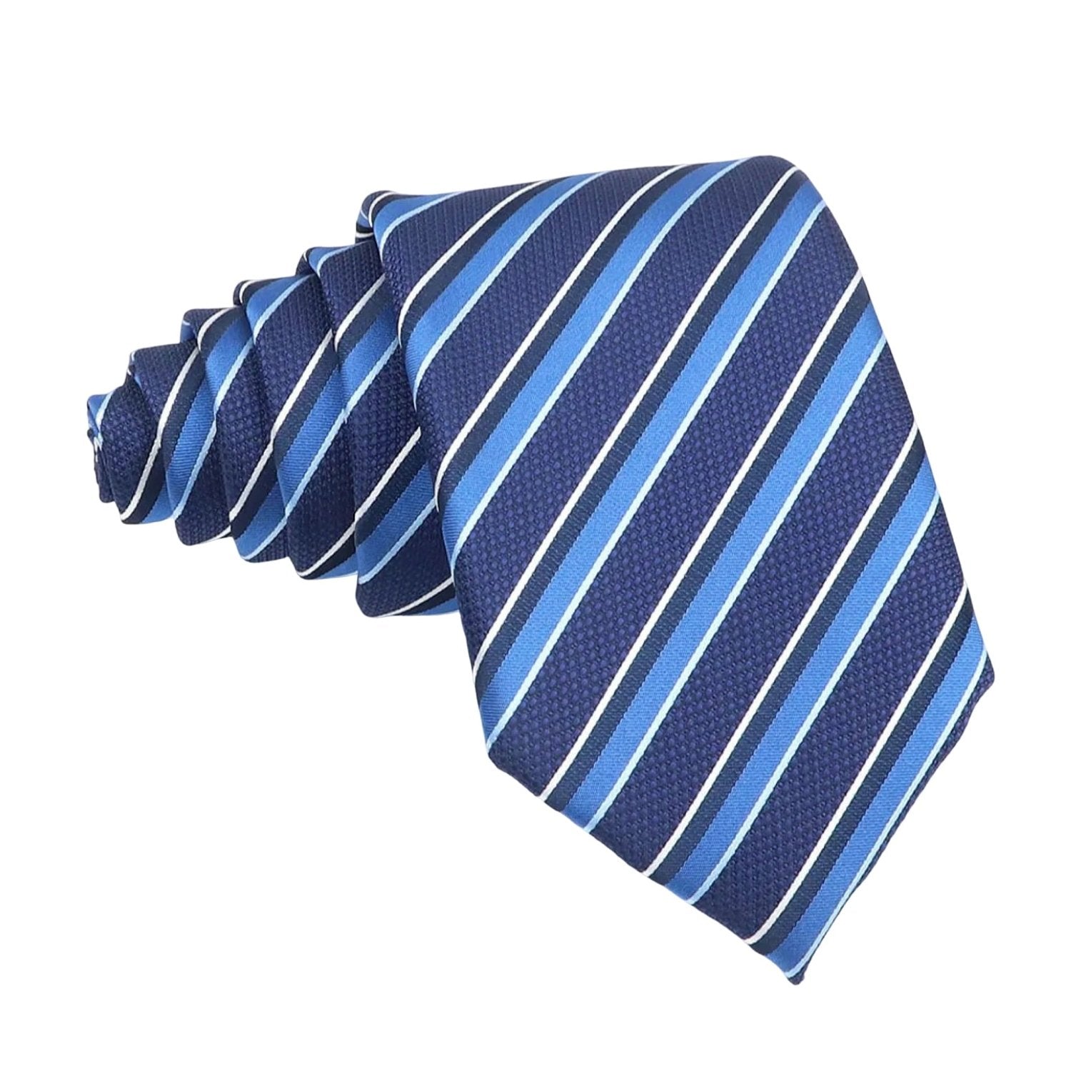 Dark Blue With Blue White Striped Necktie