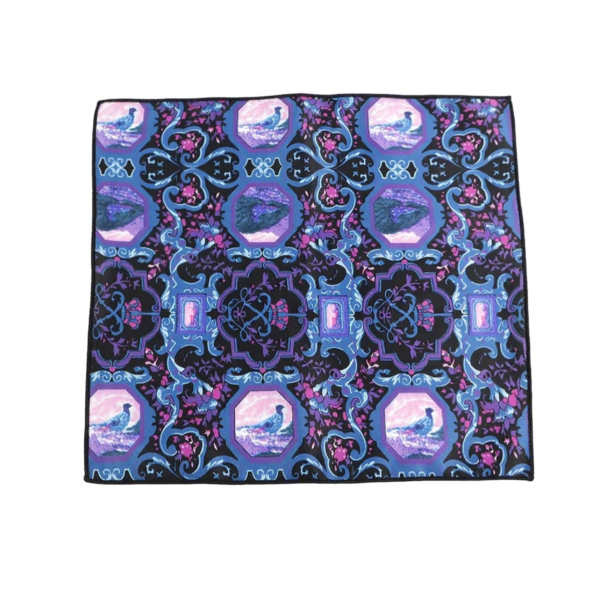 Black Blue Bird Pocket Square