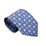 Navy Blue With Pink Circular Medallion Necktie