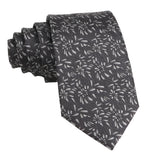 Gray White Floral Necktie