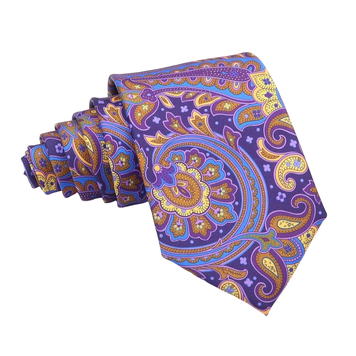 Purple With Gold Blue Paisley Necktie