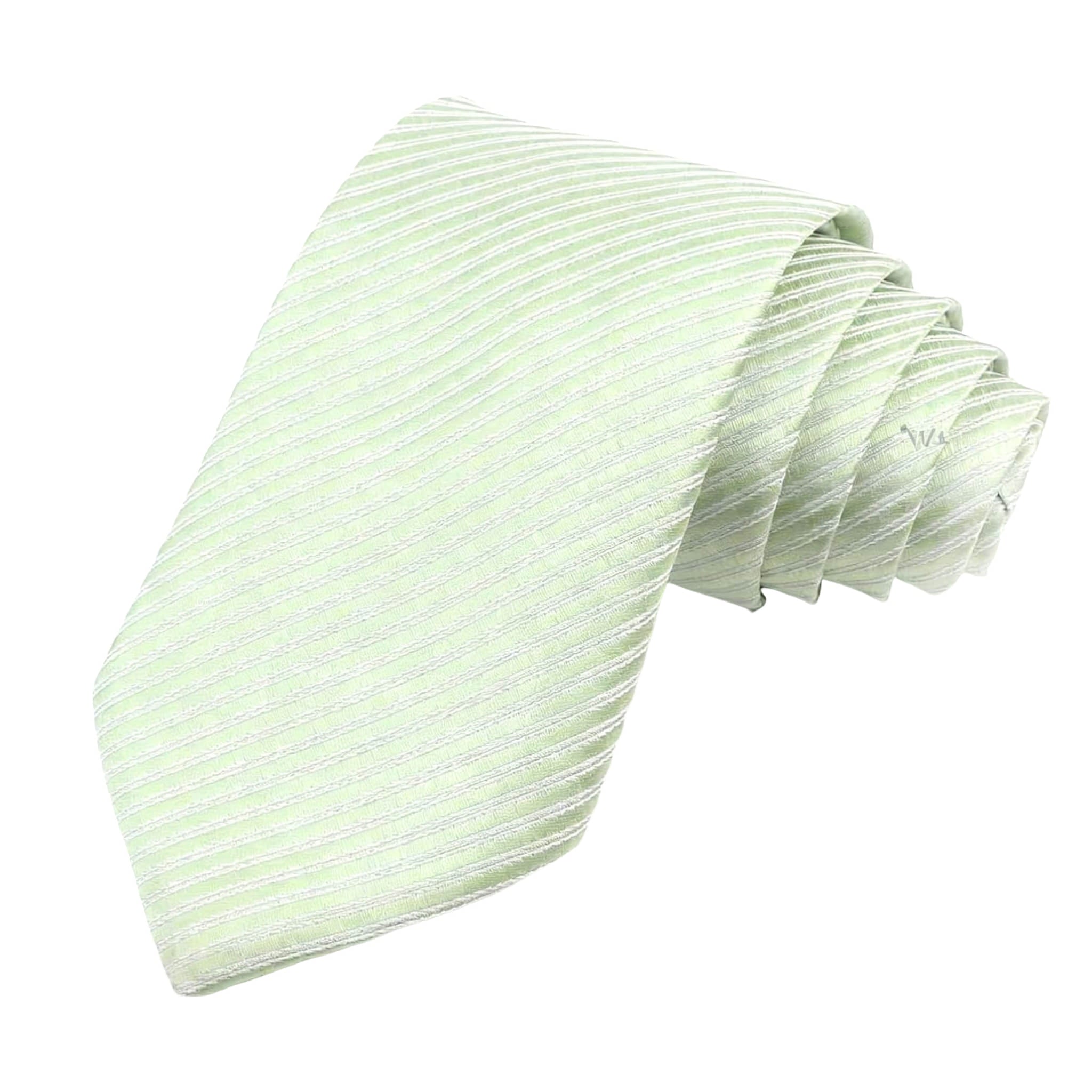 Pale Green White Striped Necktie