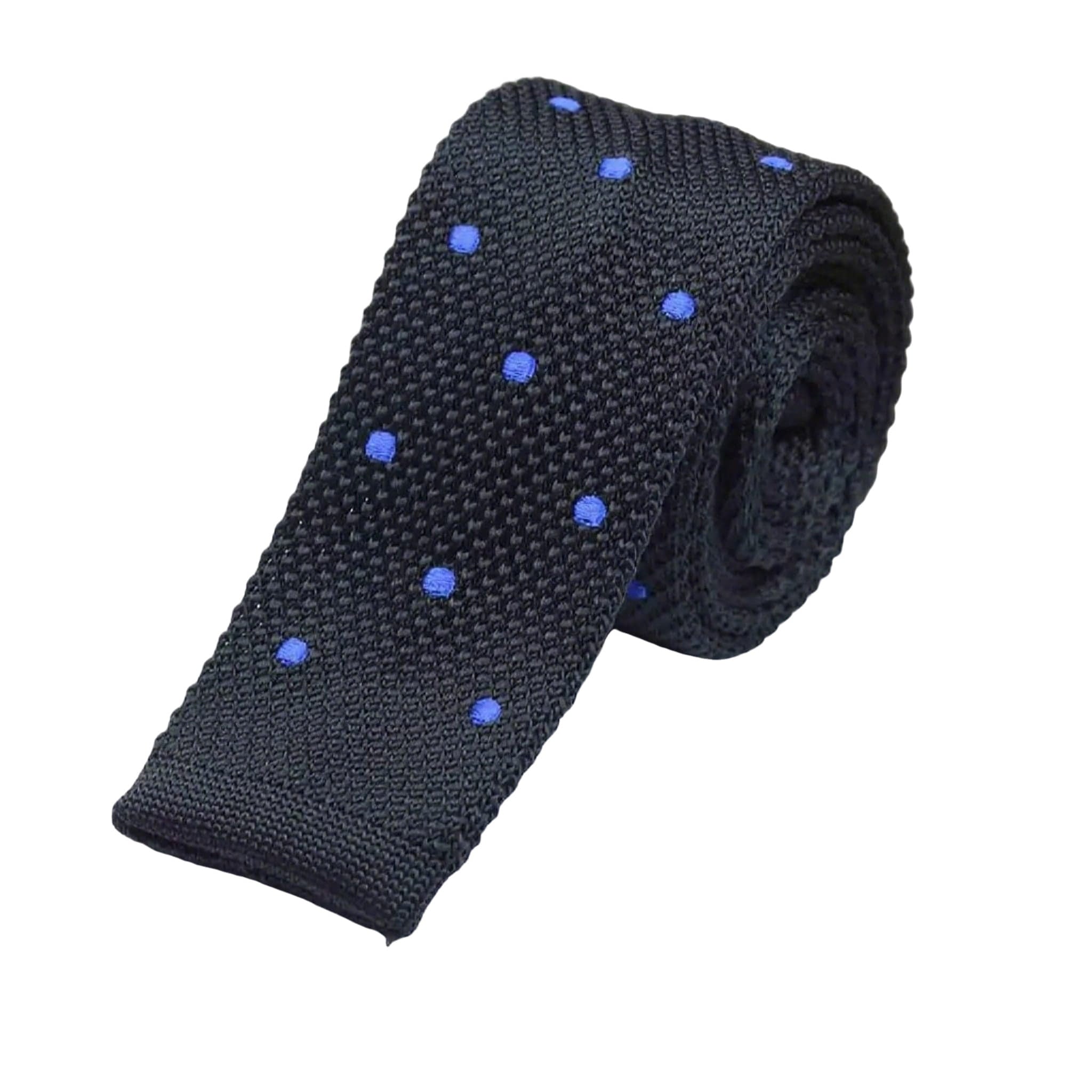 Black Blue Dot Knitted Necktie