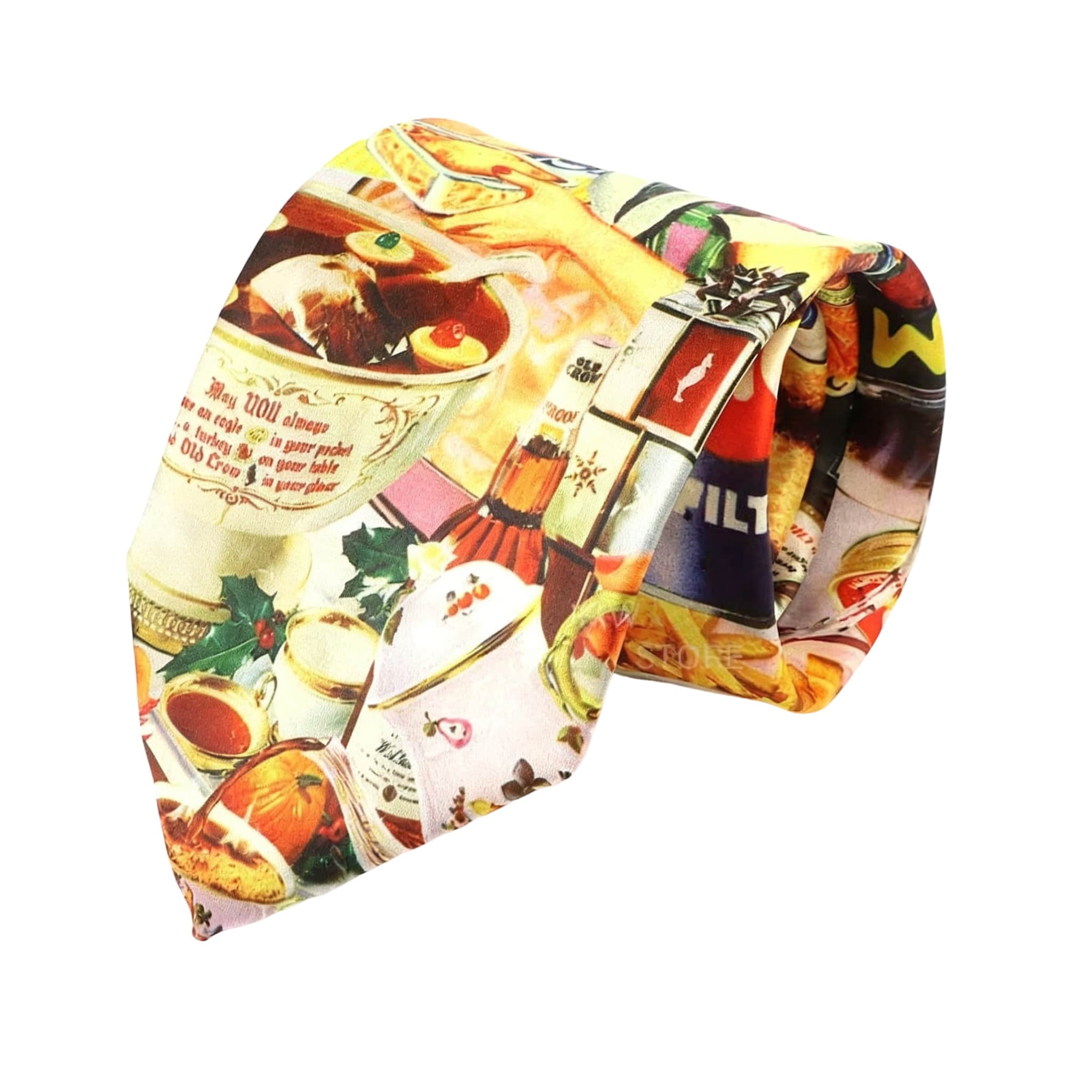 Beige Red Food Necktie