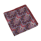 Navy Blue Red Floral Pocket Square