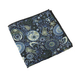 Black Blue Paisley Pocket Square