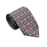 Dark Blue With Light Blue Floral Medallions Necktie