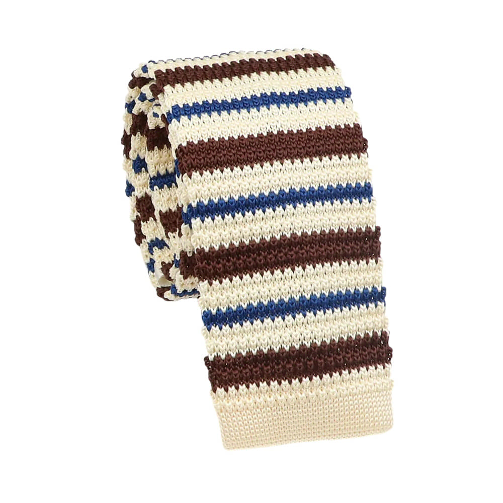 Beige Brown Striped Necktie