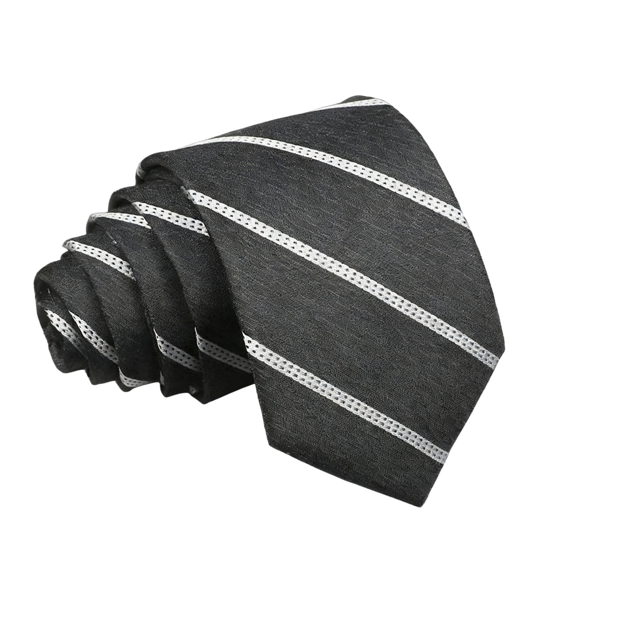 Black White Striped Necktie