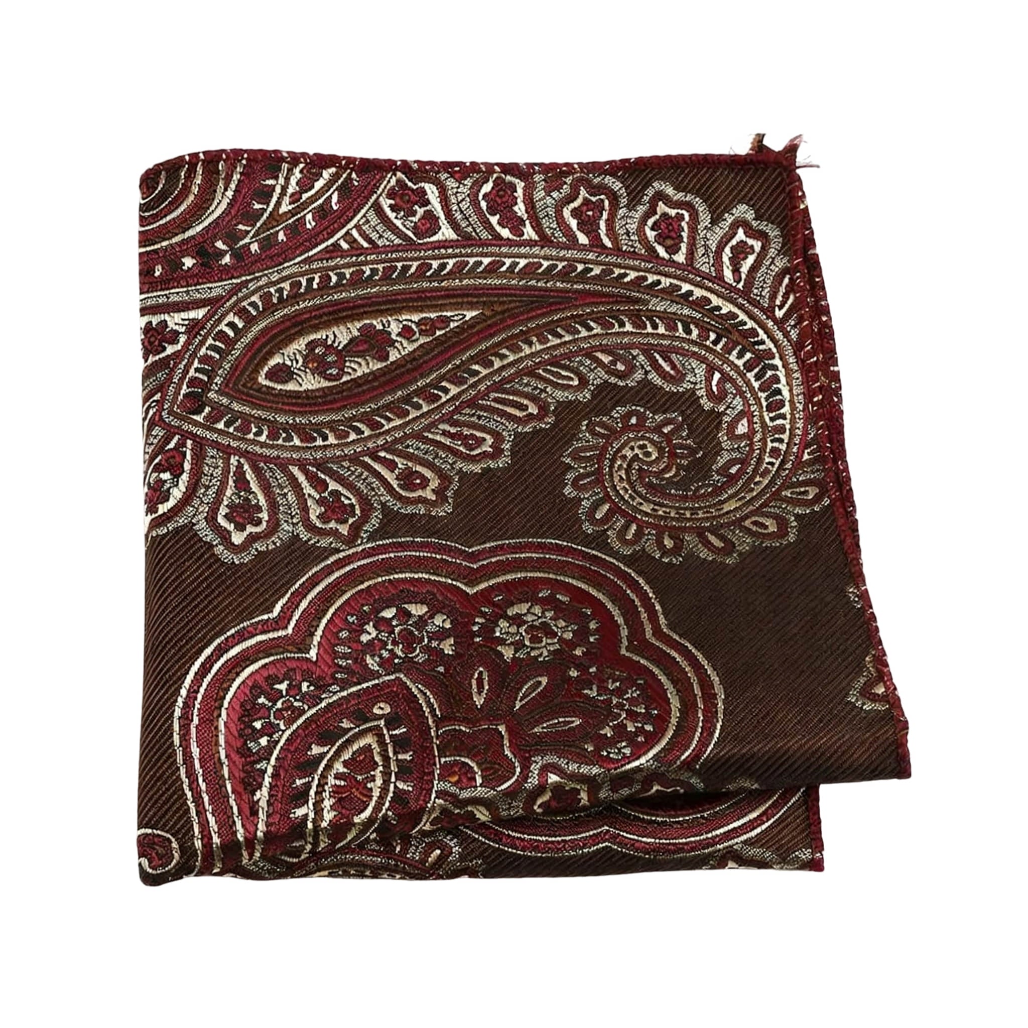 Brown Red Paisley Pocket Square