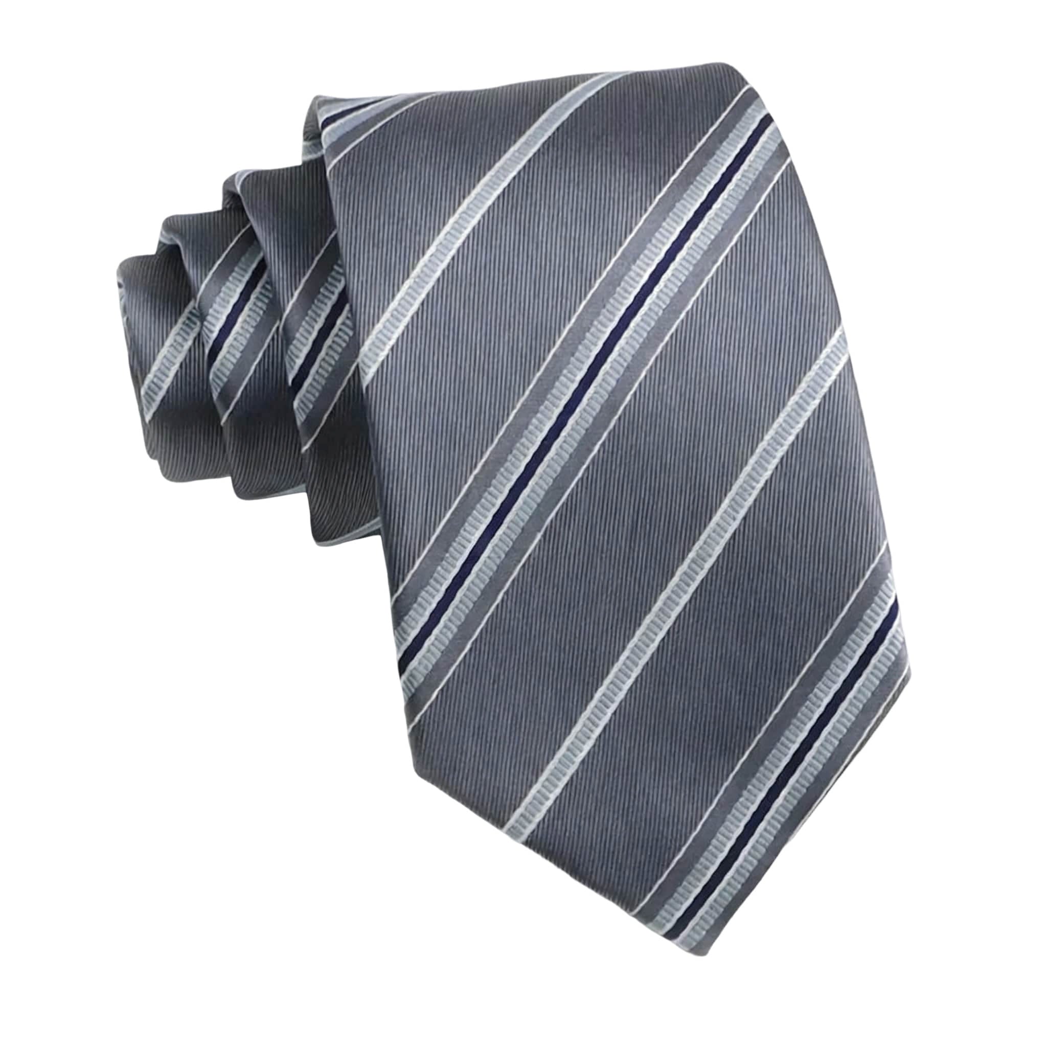 Gray Navy Striped Necktie