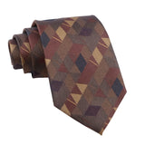 Brown Yellow Geometric Necktie