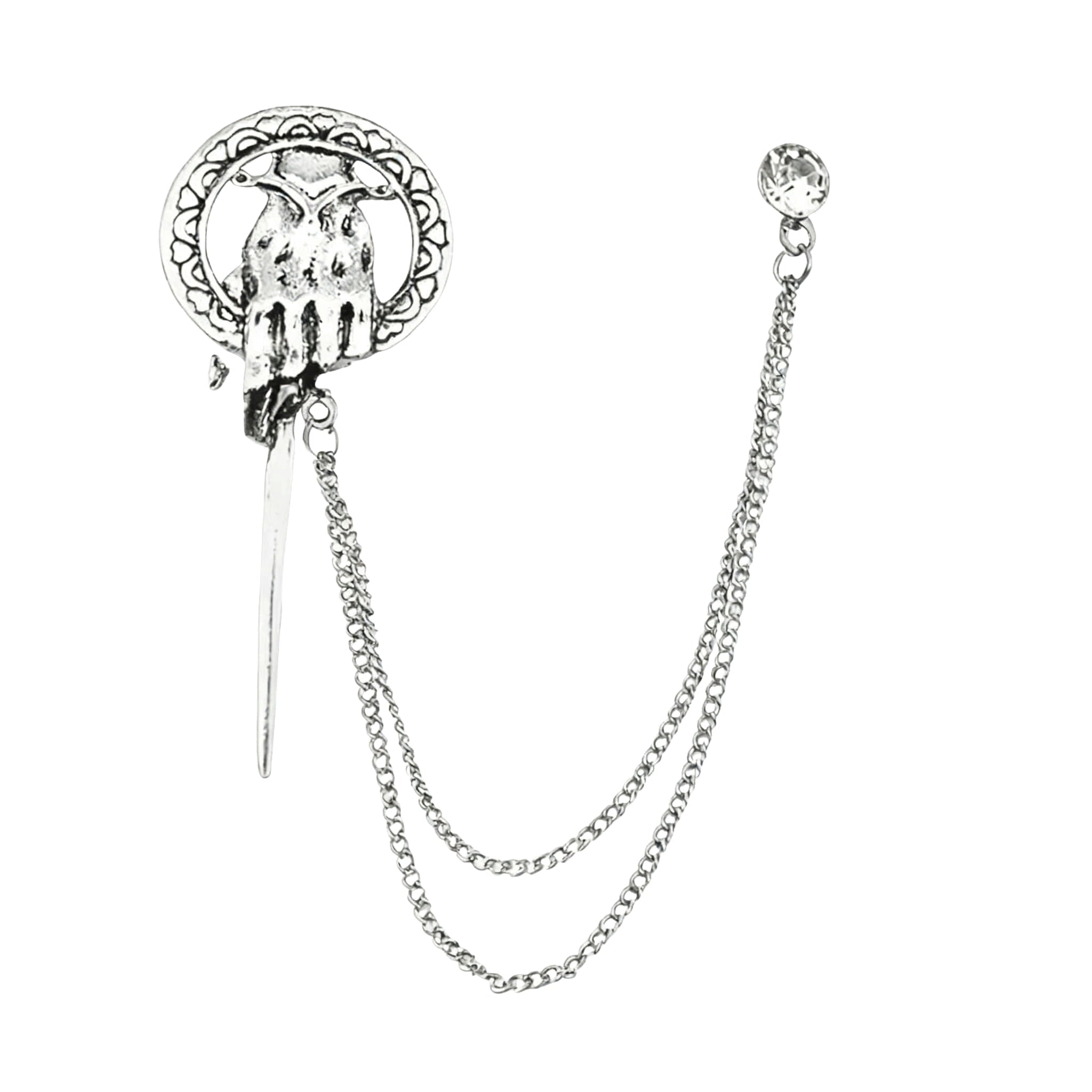 Silver Silver Hand Lapel Pin