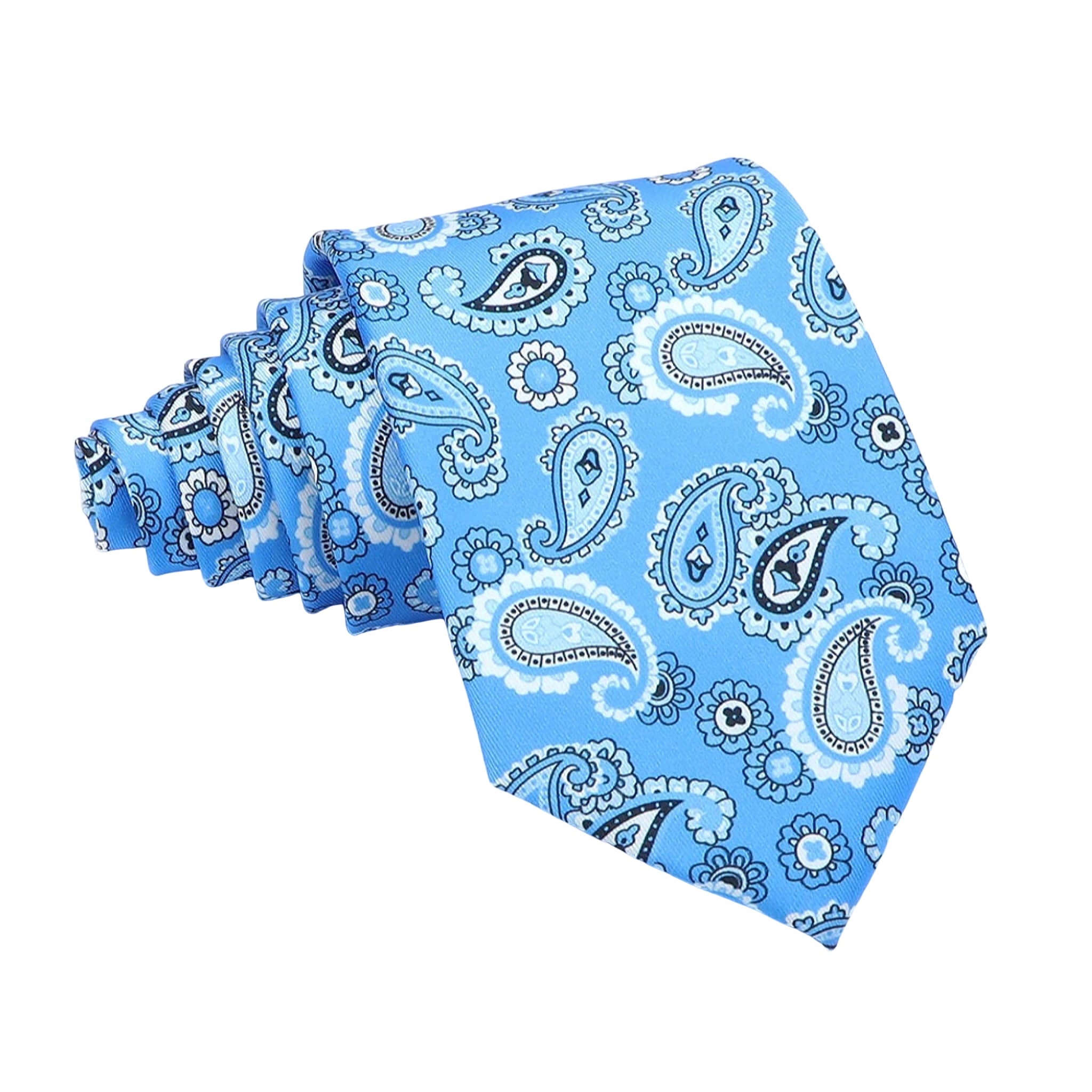 Light Blue White Paisley Necktie