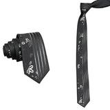 Black White Floral Necktie