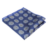 Navy Blue Beige Medallion Pocket Square