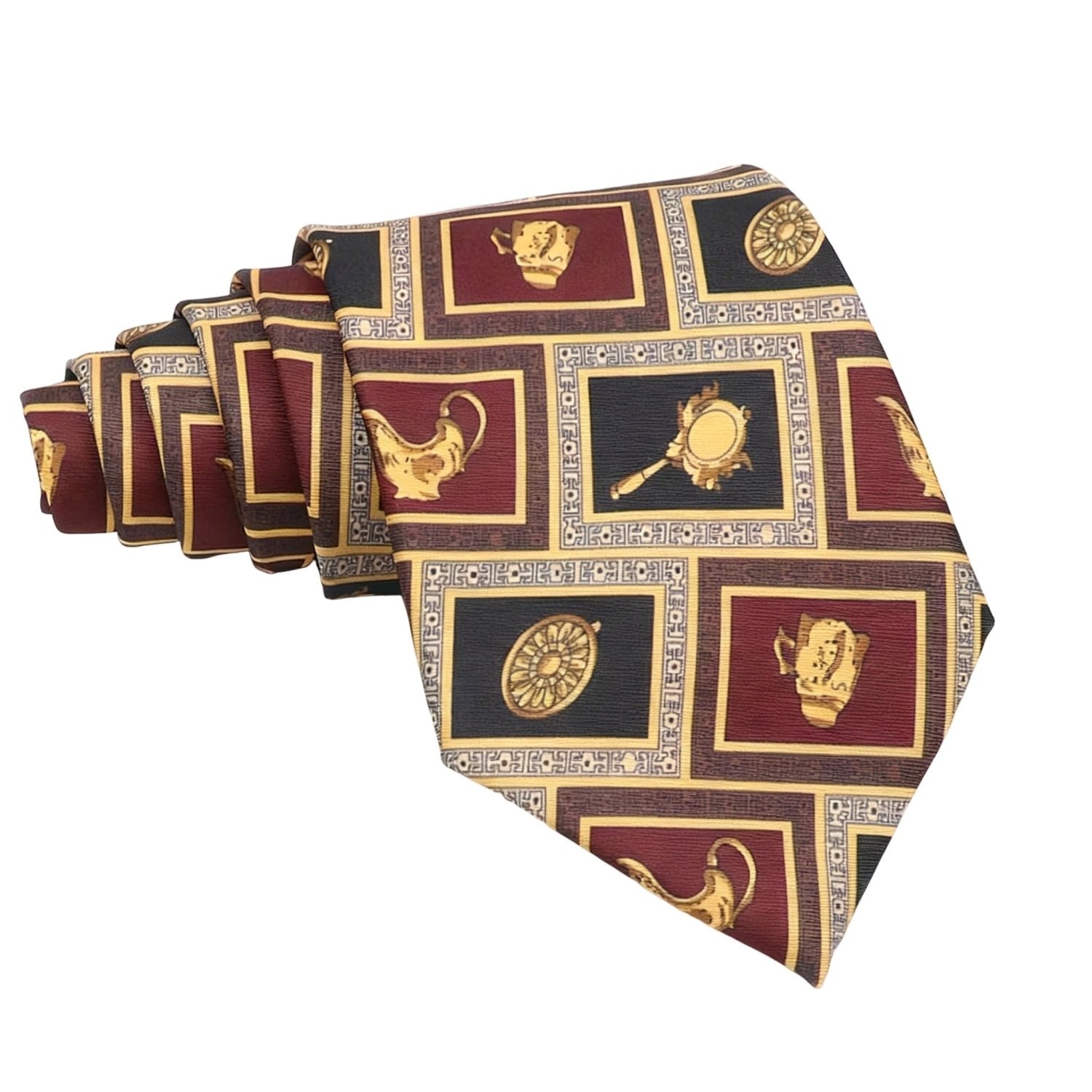 Dark Red with Gold Motifs Necktie
