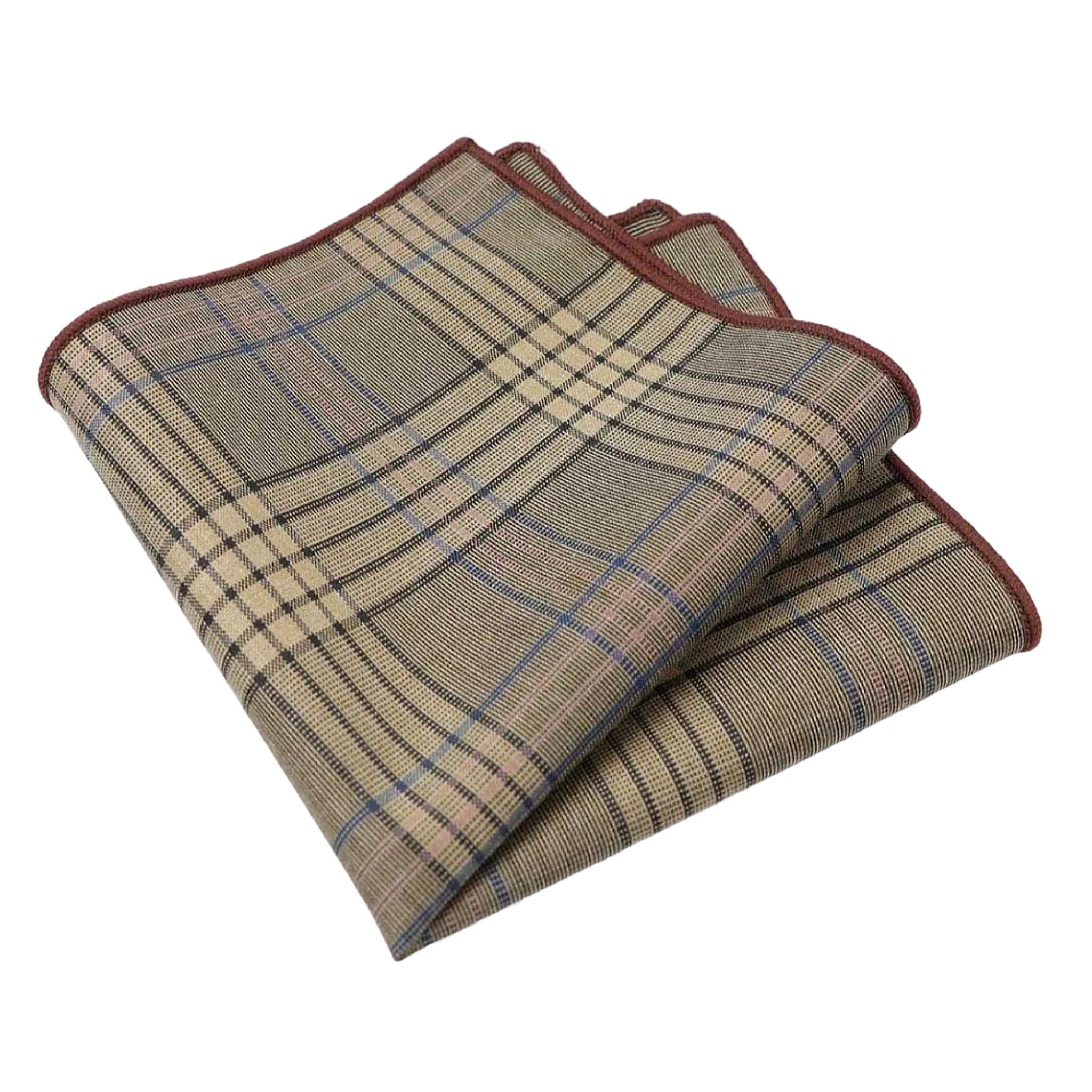 Beige Checked Pocket Square
